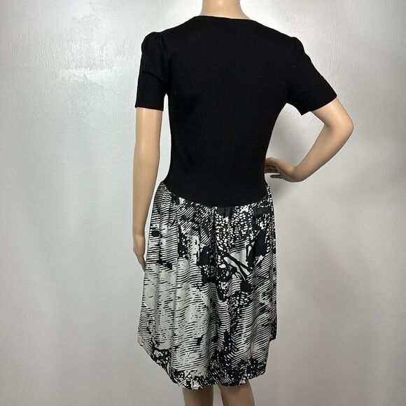 Theory Silk Black And White Short Sleeve A-line Dress Size M - Picture 2 of 7